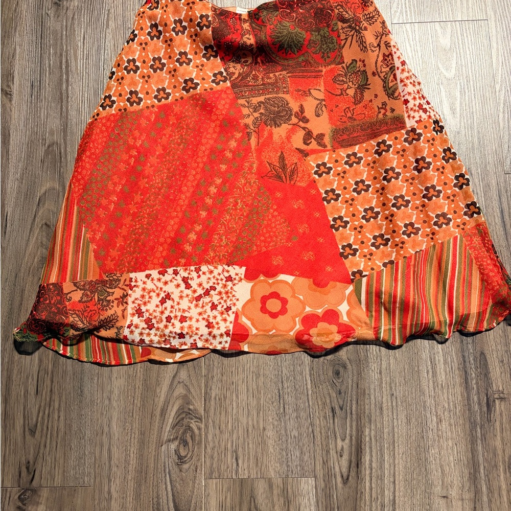 Floral Patchwork A-Line Skirt